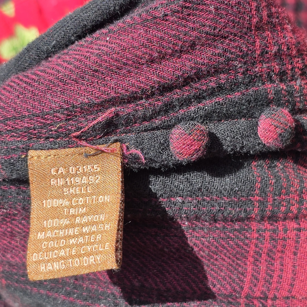 April Cornell Cabincore Modern Prarie Plaid Dress in Red and Black - Picture 8 of 8
